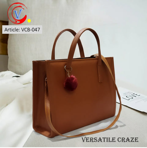 Adorable Orange Brown Tote Box Handbag - VCB047