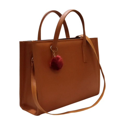 Adorable Orange Brown Tote Box Handbag - VCB047